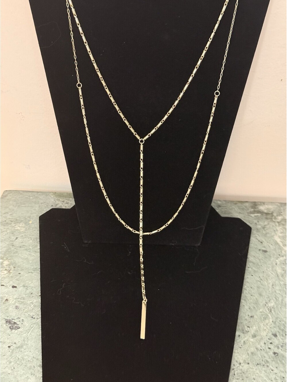 Two Chain Layered Necklace Long Style Gold In Color - Picture 4 of 8